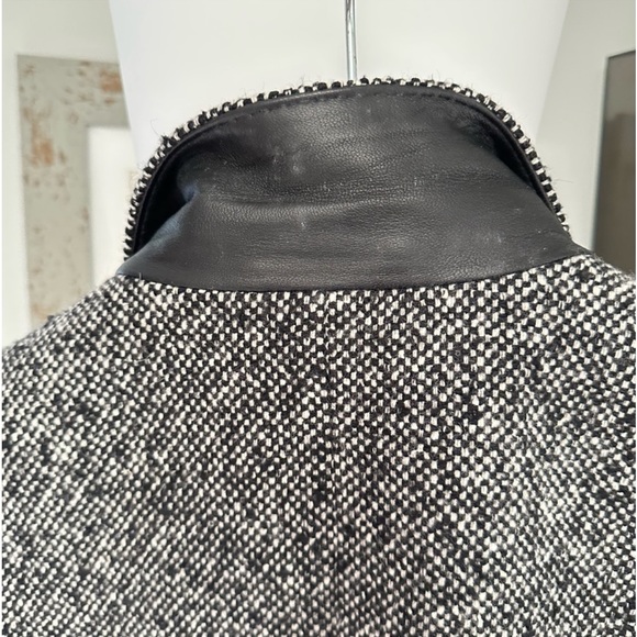 Wool Overcoat J Lindeberg Wolger CL Rock Tweed Top Coat with Leather Accents - Picture 5 of 16